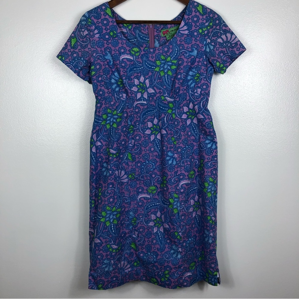 Tibi Hyland Purple and Blue Floral Dress Small S